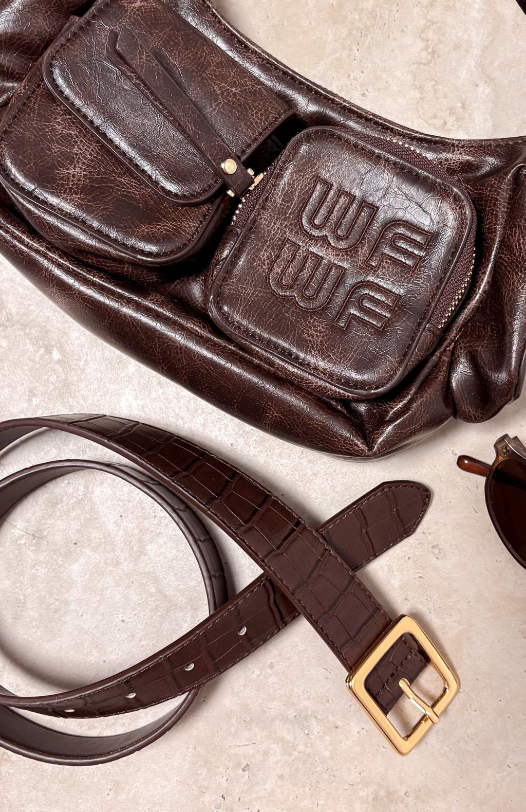 White Fox Elvio Belt Chocolate Croc