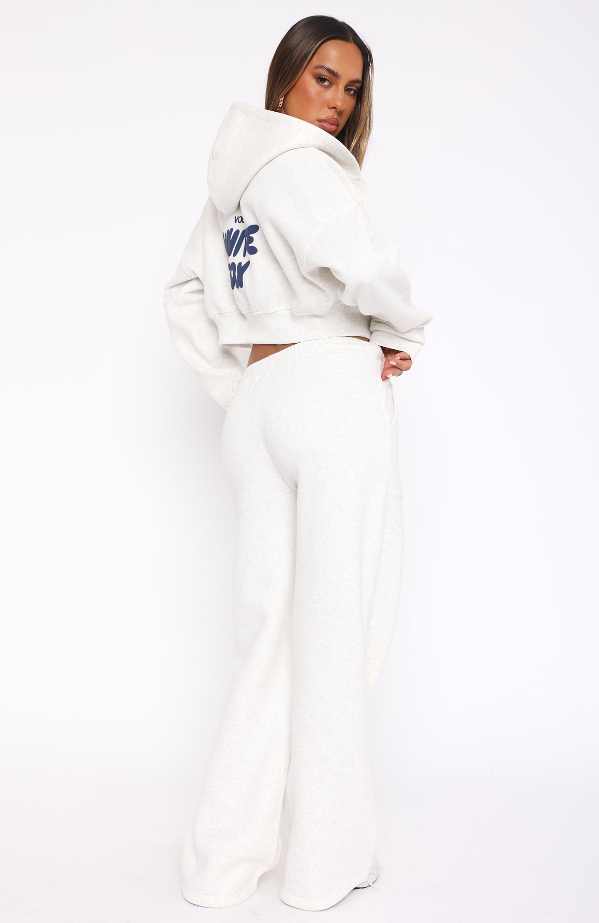 White Fox Offstage Wide Leg Sweatpants Mineral Grey