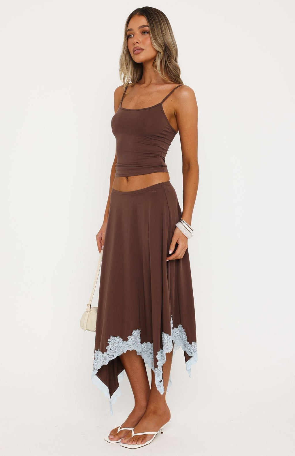 White Fox Bless Your Soul Midi Skirt Mocha