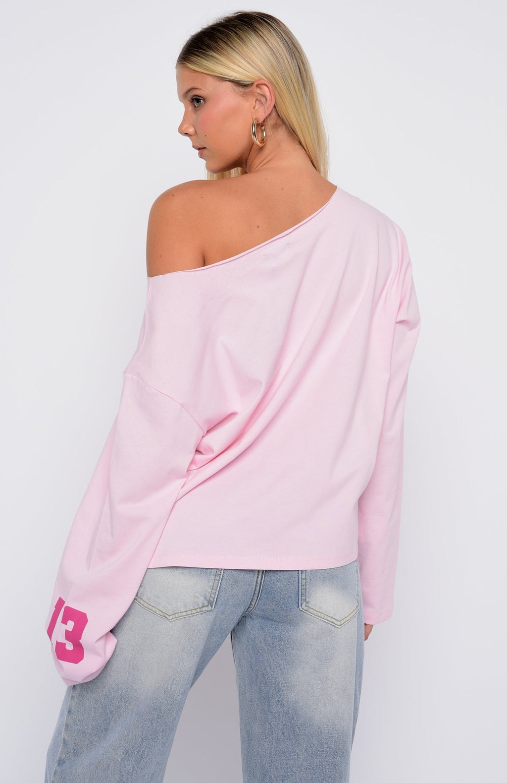 White Fox Topic Of Discussion Off Shoulder Oversized Long Sleeve Tee Posy