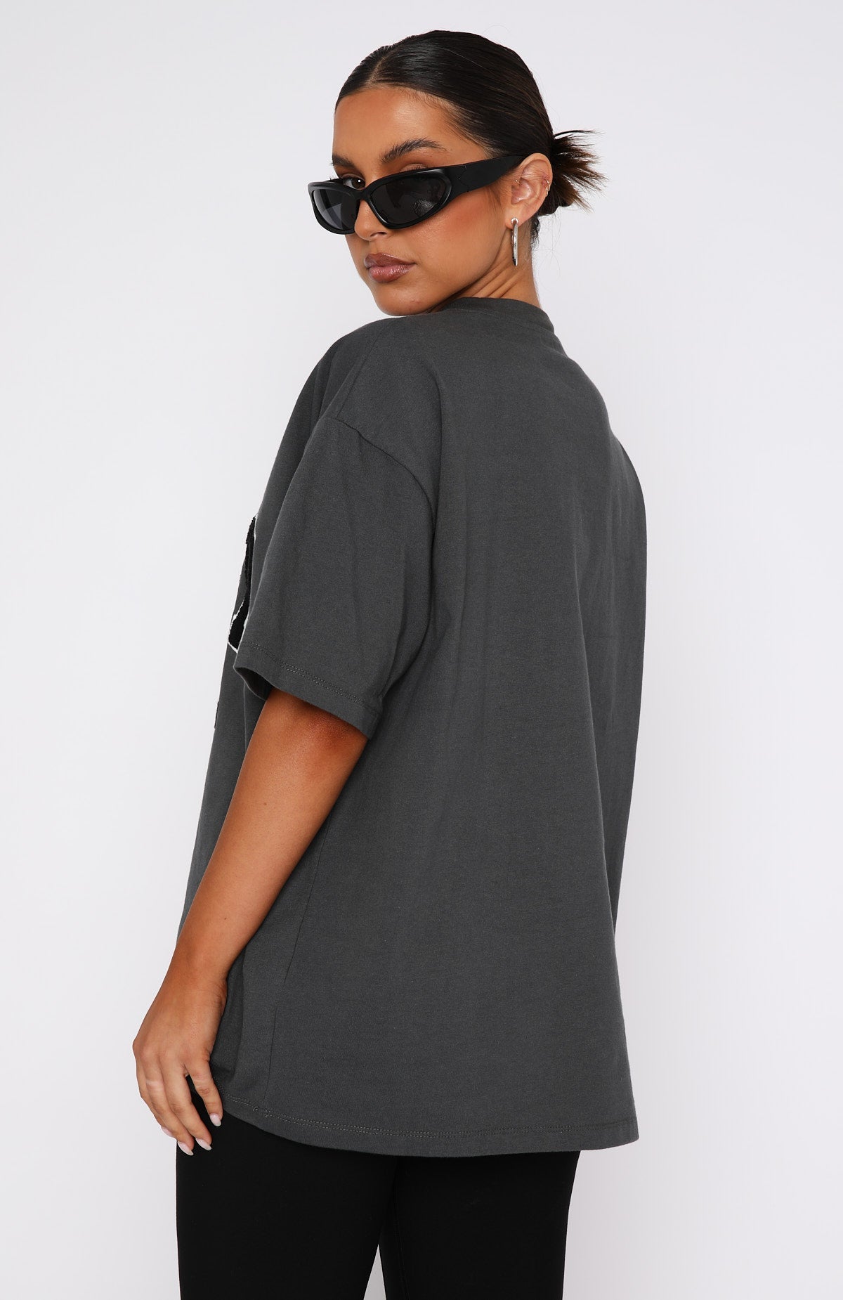 White Fox Give It Away Oversized Tee Charcoal