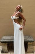 White Fox Tessara Twist Maxi Dress Off White
