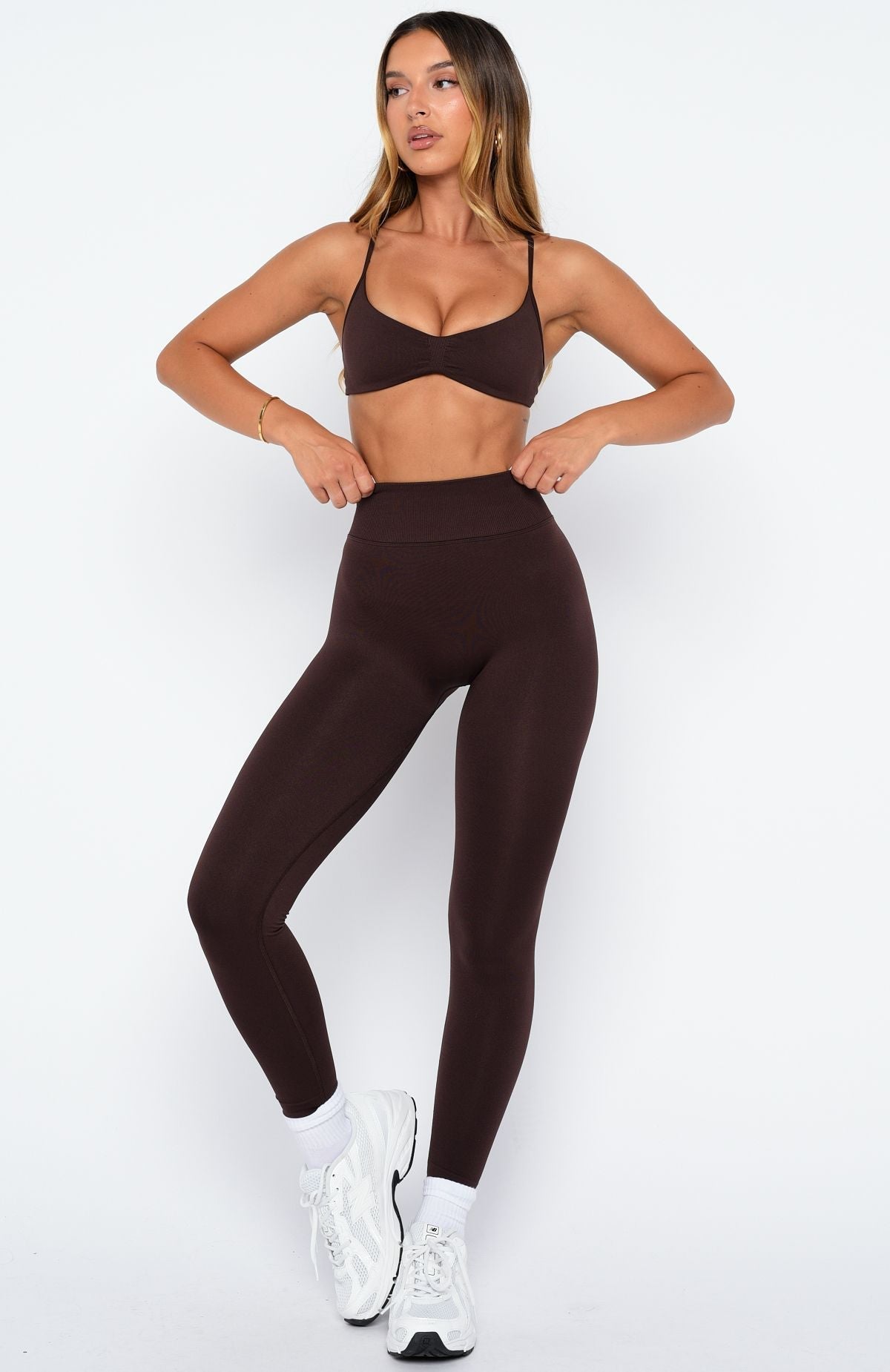 White Fox Charge Seamless Leggings Dark Chocolate